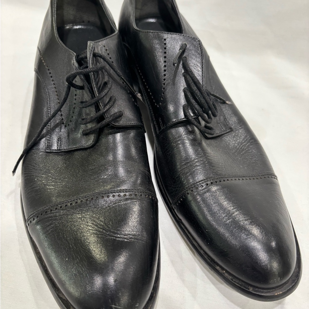 Classic Black Leather Men's Dress Shoes Made In Italy Fosco All size 44e 11 US